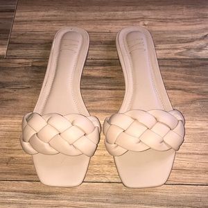 INC tan padded braided puff sandals shoes size 8.5